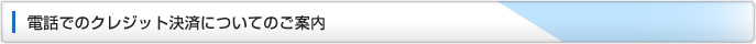 電話でのクレジット決済についてのご案内